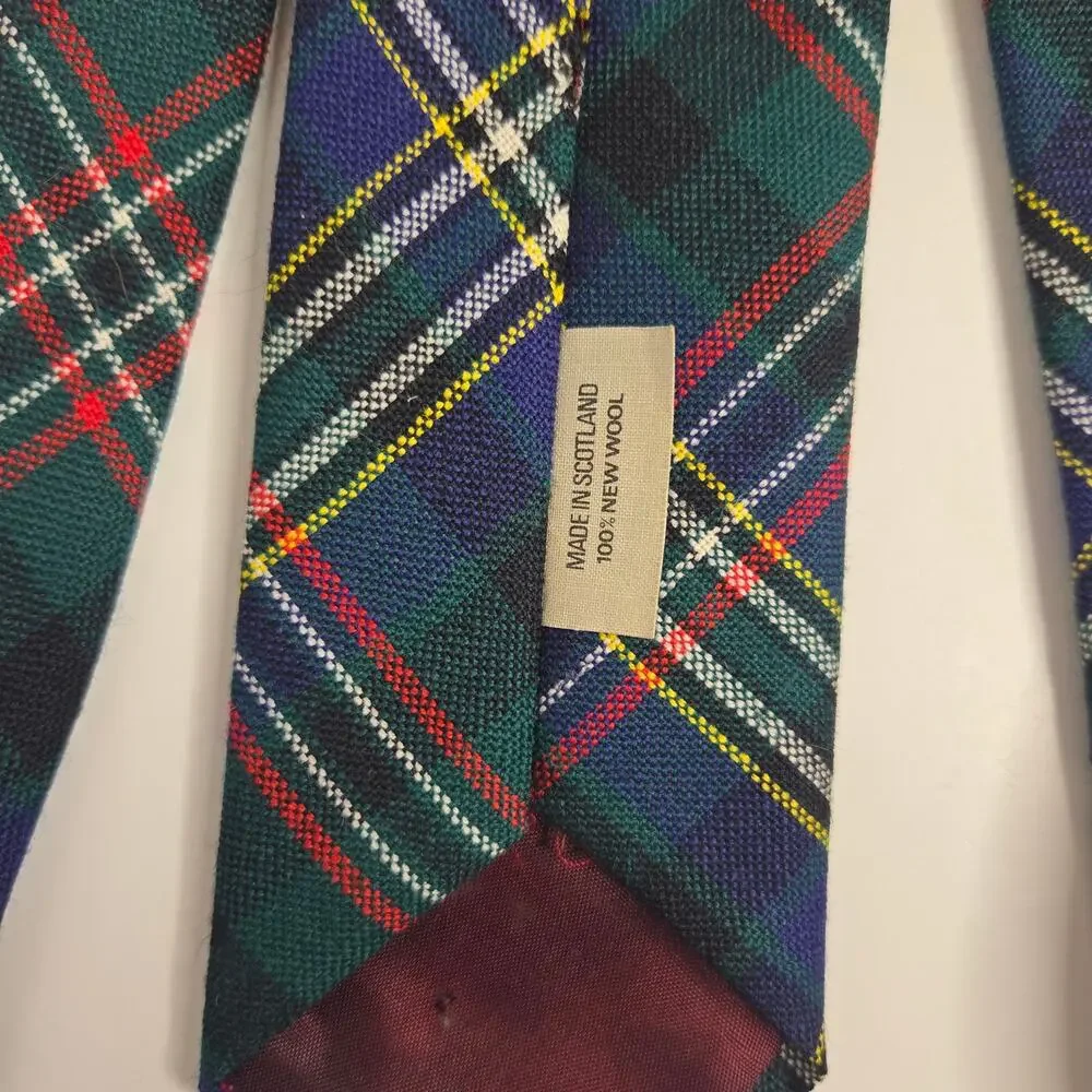 Classic Tartan Plaid Men Neck Tie Made in Scotland New Wool Academia Green